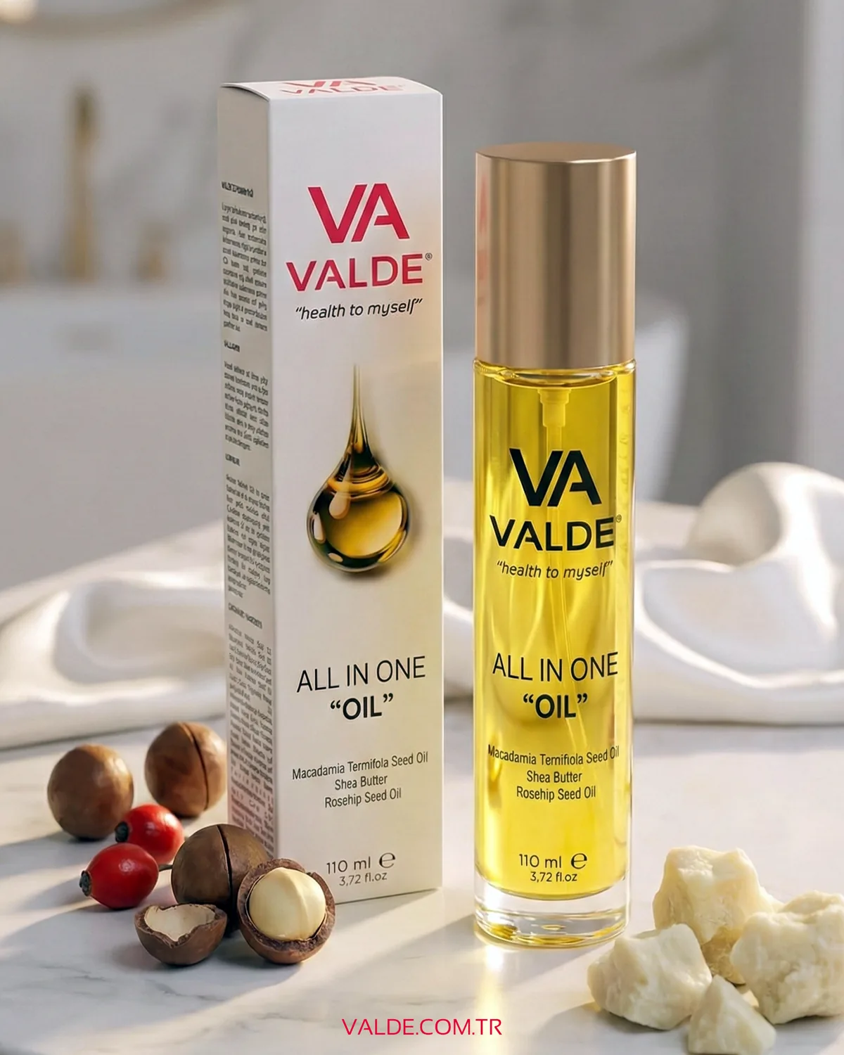 VALDE All in One Oil® 110 ML Orijinal Amber Şişe ve Kutu Ambalajı